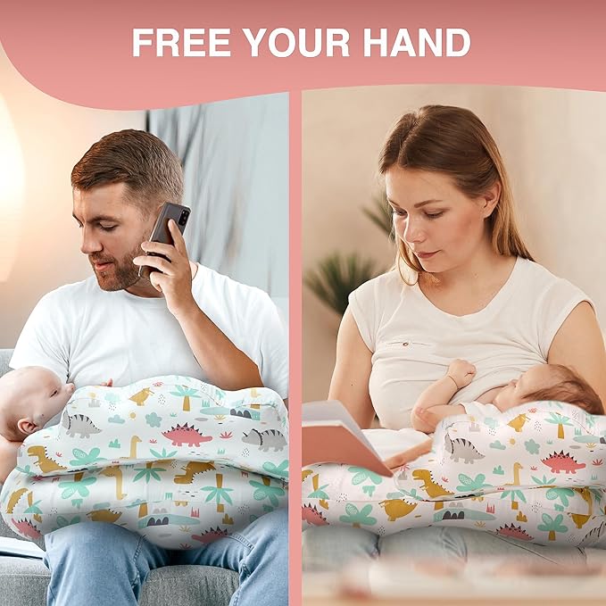 PILLANI Nursing Pillow for Breastfeeding, Breast Feeding Must Haves, New Mommy Essentials, Brest Feeding Pillow for Mom & Baby, Removable Cotton Cover, Adjustable Waist Strap, Breastfeeding Pillows