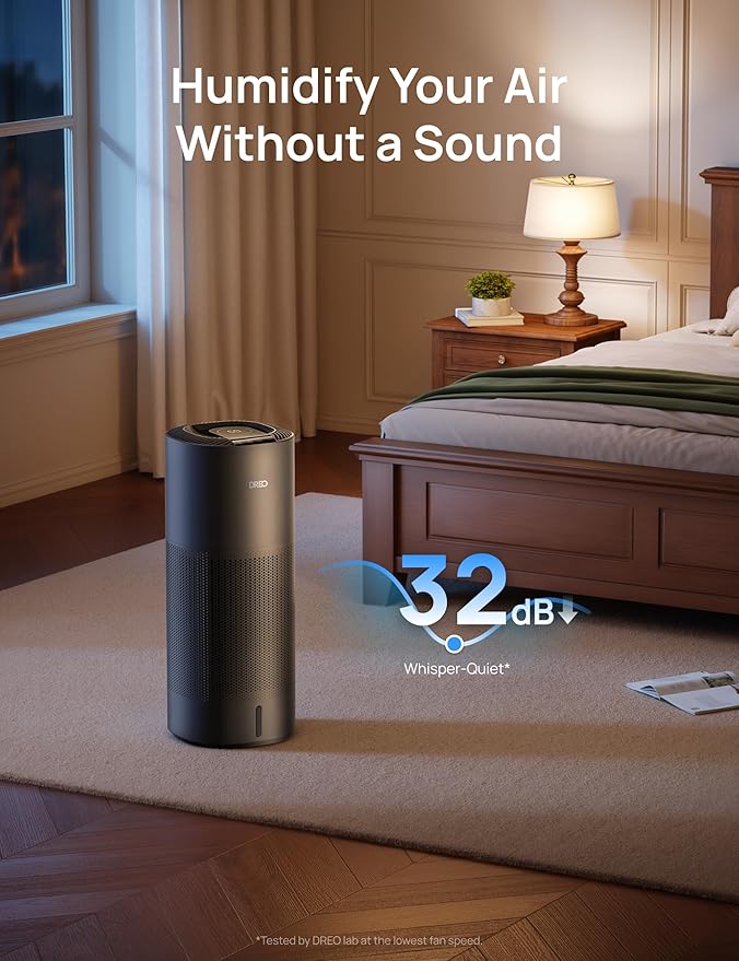 DREO Smart Evaporative Humidifier Large Room up to 1000ft², 800ml/h High Output Air Humidifiers for Bedroom, 10L, 50H Long Runtime with Precise Humidification for Plants, Home, Office, Black, HHM774S