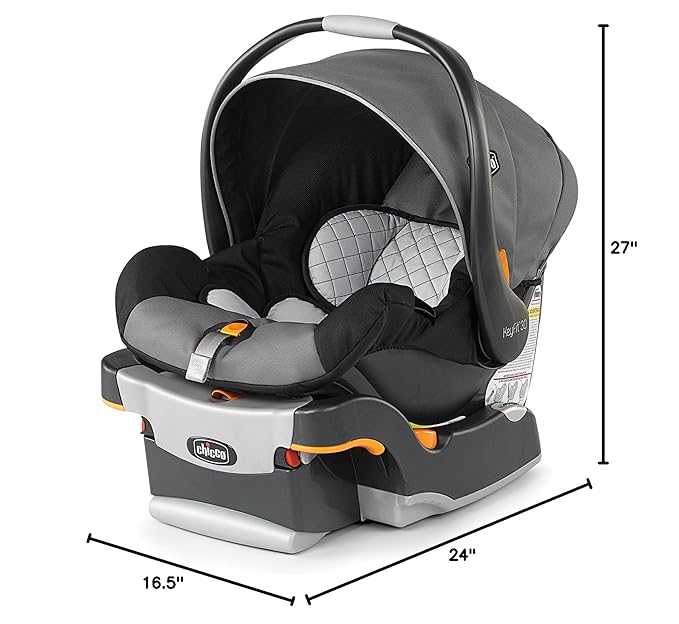Chicco KeyFit 30 Infant Car Seat and Base, Rear-Facing Seat for Infants 4-30 lbs., Infant Head and Body Support, Compatible with Chicco Strollers, Baby Travel Gear | Orion/Grey