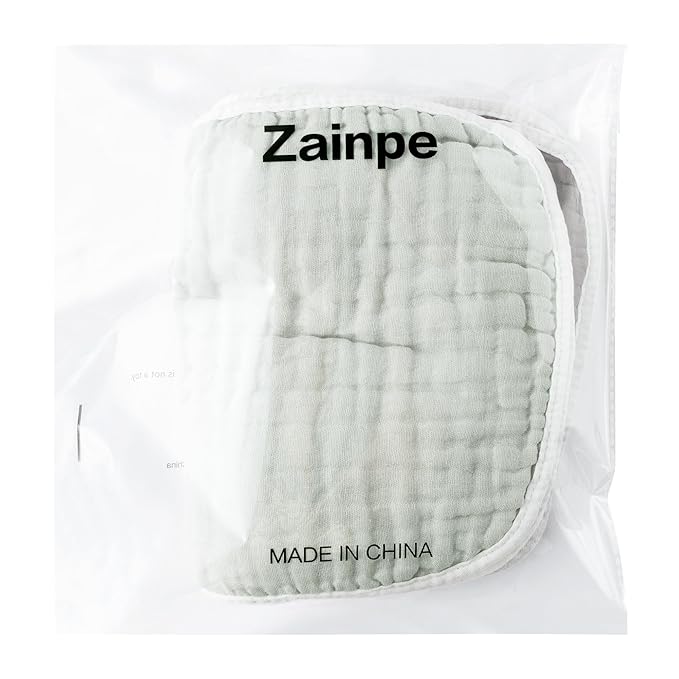 Zainpe 6Pcs Snap Muslin Cotton Baby Bibs White Grey Infants Drooling Bib Soft & Absorbent Adjustable Unisex Burp Cloths Feeding Cloth for Toddlers Girls Boys Newborns Eating Teething 0 to 24 Months