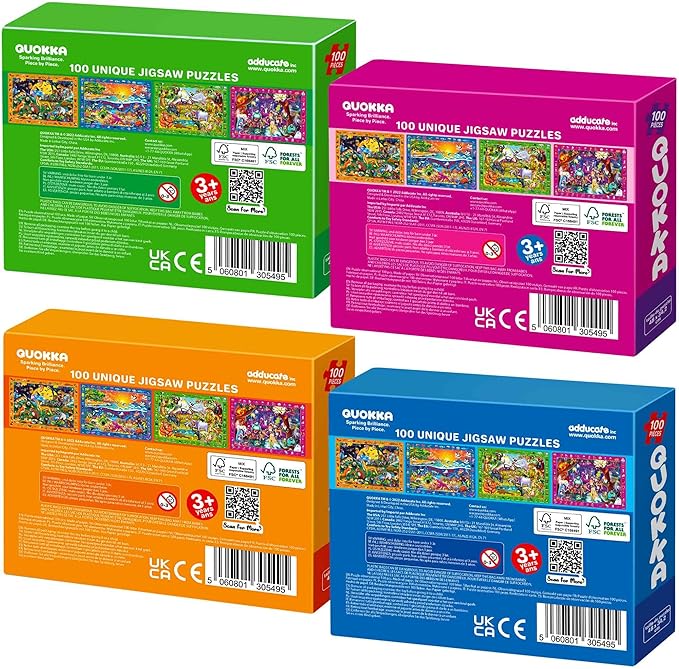 QUOKKA 100 Piece Puzzles for Kids Ages 4-6 - 4 Jigsaw Puzzles for Kids Ages 6-8 - Search and Find Observational Nocturnal Life for Childrens 5-8 - Learning Educational Toys for Boys and Girls 8-10