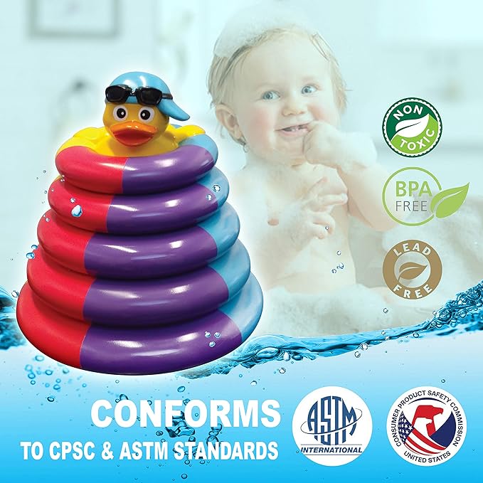 Floating Bath Toys for Boys and Girls Float and Play Stacking Toy Rings for Baby Toddlers and Kids