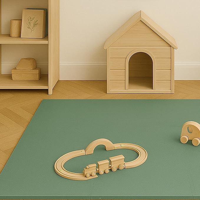 Toddlekind Solid Color Foam Play Mat 4x4 Baby Playmat. Stylish, Non-Toxic, Odorless, Plain Design Puzzle Play Mat 0m+ Sage Moss (Green)