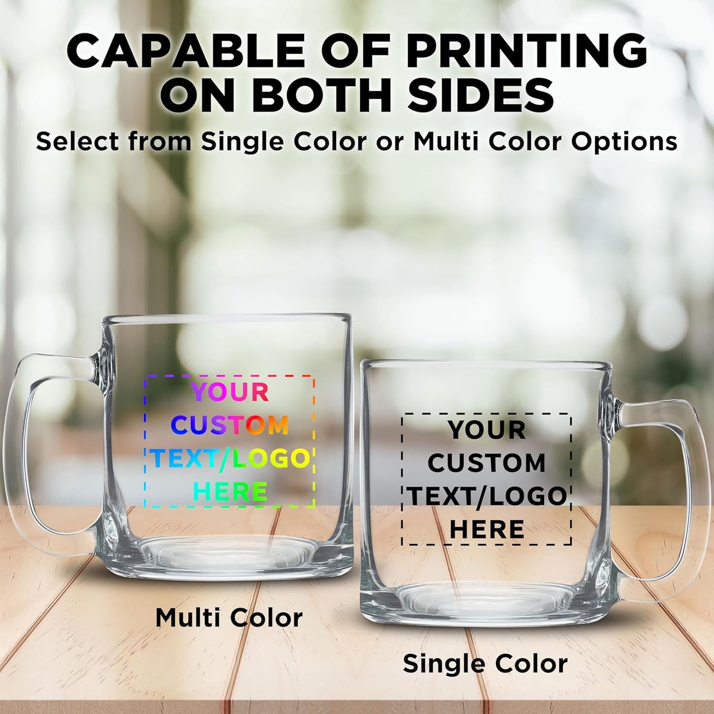 DISCOUNT PTOMOS Custom Small Glass Coffee Mugs 9 oz. Set of 10, Personalized Bulk Pack - Perfect for Coffee, Tea, Espresso, Hot Cocoa, Other Beverages - Clear