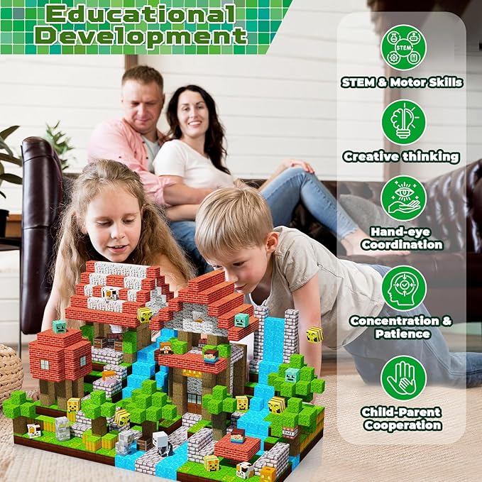 Magnetic Blocks-200PCS Magnetic Building Blocks, Magnets Cubes 2025 Upgraded Stacking Magnets for Kids Forest River Indoor Construction STEM Toys, Christmas Birthday Gifts for Boys & Girls Ages 3+