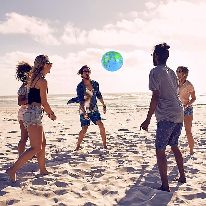 Coopay Inflatable Globe PVC World Globe Inflatable Earth Beach Ball for Beach Playing or Teaching