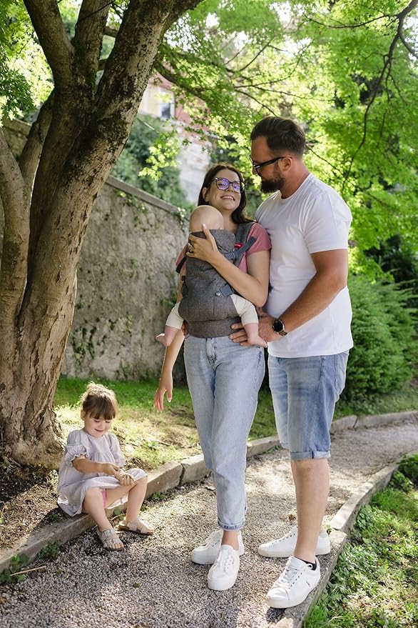 You+ME 4-in-1 Baby Carrier Newborn to Toddler 8-32 lbs - All-Position, Hip-Healthy Newborn Carrier, Adjustable Baby Carriers with Breathable 3D Mesh Panels & 2-in-1 Snap-On Bib (Gray)