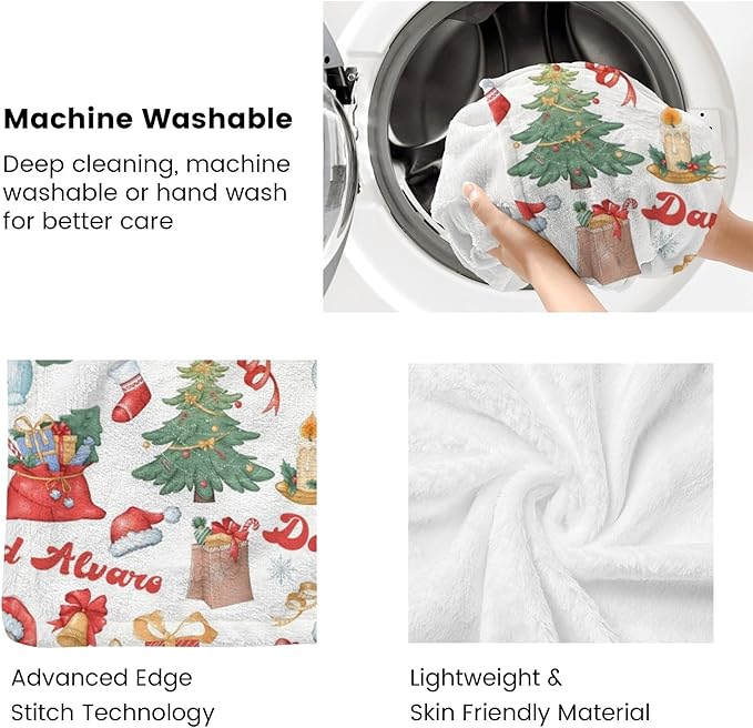 Ship Next Day - Custom Christmas Baby Blanket with Name | Multiple Styles Optional, Personalized Flannel Toddler Blanket, Christmas Swaddle for Boys & Girls, Xmas Decor Throw