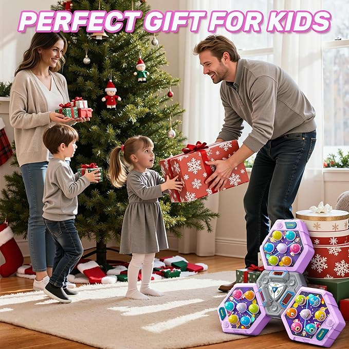 3-Player Whack Game Mole Toy for Ages 3+, Early Learning Toy with Lights & Sounds, Interactive Pounding Hammer Toy with 3 Game Modes, Perfect for Families with Multiple Kids of Different Ages