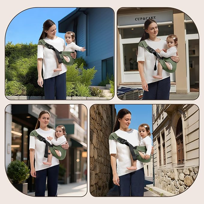 Toddler Carrier for 25-60 lbs,Comfortable&Lightweight Baby Sling Carrier,Adjustable with Left/Right Shoulder Straps,One Size Fits All,Ideal for Shopping and Travel-Green