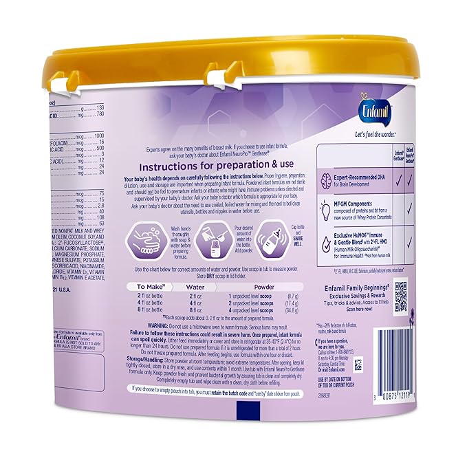 Enfamil NeuroPro Gentlease for easing Fussiness, Crying, Gas, Spit-up in 24 Hrs, Smaller Proteins for Easy Digestion, Brain Supporting DHA, HuMO6* Immune Blend, Baby Formula, 19.5 Oz, 4 Count