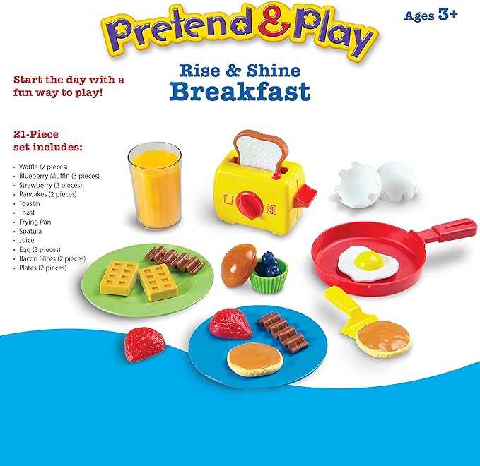 Learning Resources Pretend & Play Rise & Shine Breakfast - 21 Pieces, Ages 3+ Pretend Play Food for Toddlers, Preschool Learning Toys, Kitchen Play Toys for Kids