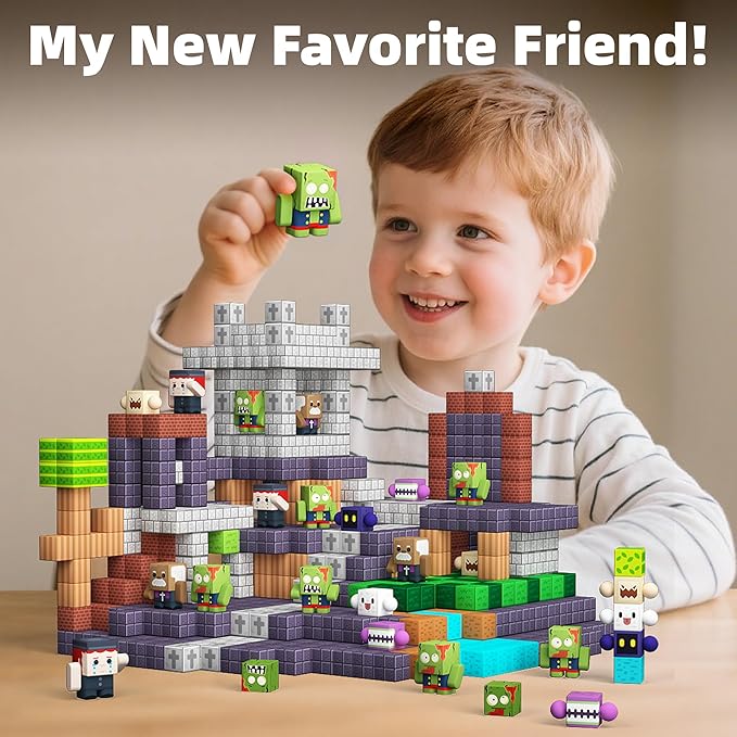 GobiDex 8PCS Magnetic Figures Playset Rotatable Monster & Character Toys for Kids, Toddlers Quiet Sensory Play, Preschool STEM Gift Compatible with Magnet Blocks