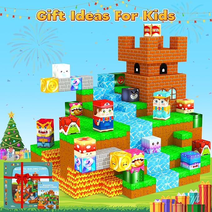 Magnetic Blocks Building Games Kids Toys for 3 4 5 6 7 8 9 10 11 12 13 Year Old Boys Girls, Magnetic Cubes Montessori Sensory Toys for Ages 3+ Travel Party Christmas Birthday Gifts