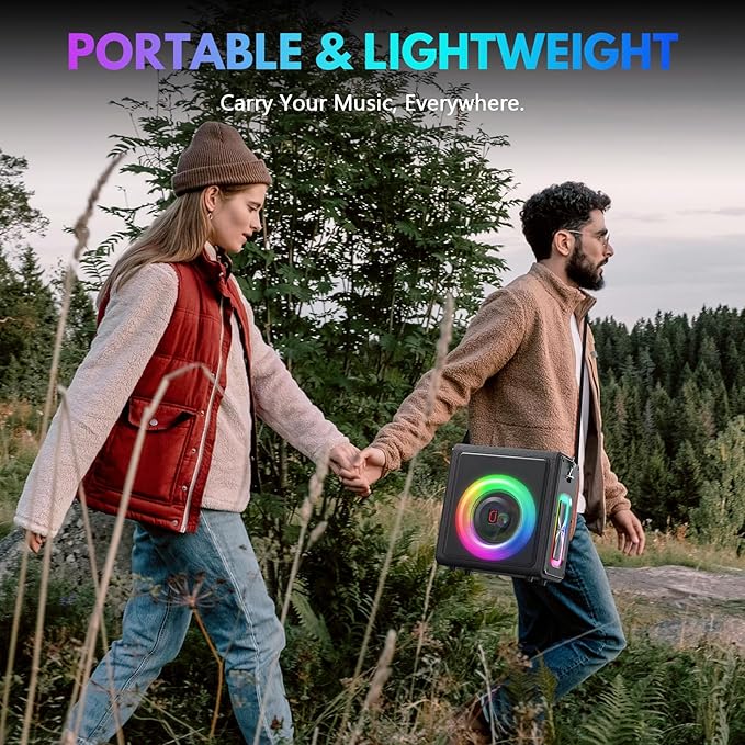 Karaoke Machine with 3 Wireless Mics | Bluetooth 5.3 Speaker with Echo Adjustment & Auto Pitch Correction | PA System with RGB Lights, Supports TV/TF Card/USB/AUX/Live/REC for Home Parties