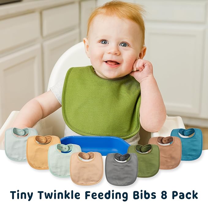 Tiny Twinkle 8 Pack Baby Bibs for Drooling and Teething – Waterproof & Absorbent Bibs for Baby Girl & Boy, Machine Washable Infant Bib Set for Newborns and Toddlers (Spring Boy Set 8-Pack)