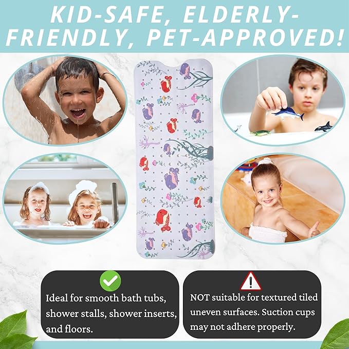 Kids Non Slip Bath Mat - Baby Bath Mat Non Slip - Bath Tub Mat Kids - Bathtub Mat Non Slip Baby - Baby Tub Mat - Baby Bath Mat for Tub - Anti Slip Shower Mat Kids - Bath Mat Toddler (Bath Aquarium)