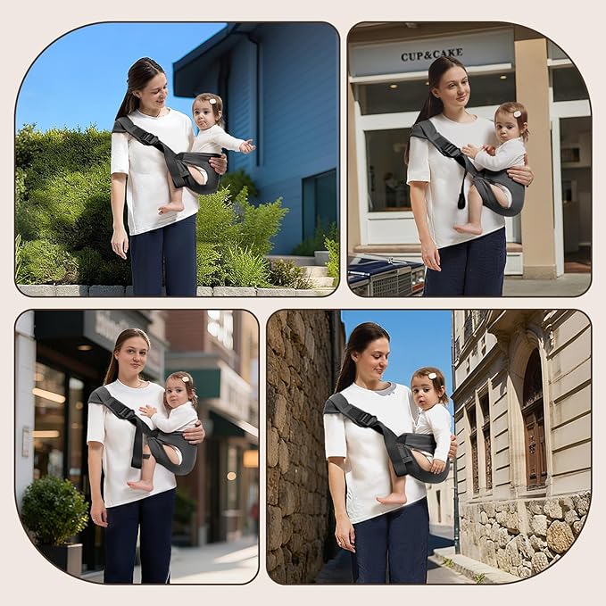 Toddler Carrier for 25-60 lbs,Comfortable&Lightweight Baby Sling Carrier,Adjustable with Left/Right Shoulder Straps,One Size Fits All,Ideal for Shopping and Travel-Grey