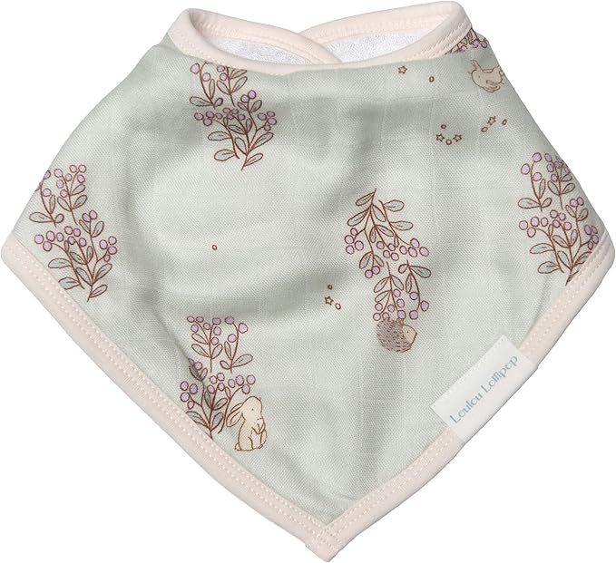 Loulou Lollipop Soft Breathable and Absorbent Muslin Bandana Bib Drool Bib Set for Baby Girl and Boy, Adjustable 3 to 36 Months, 2 Pack - Hedgehog Forest