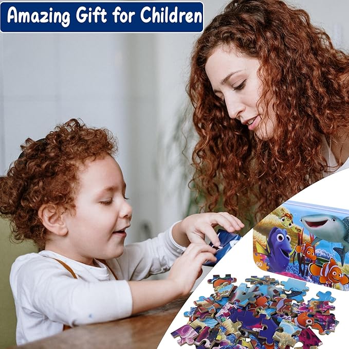 Ocean Puzzles - 60 Piece Underwater World Jigsaw Puzzles for Kids Ages 4-8 Family Game Reduced Pressure Toy Gift for Children (2614)