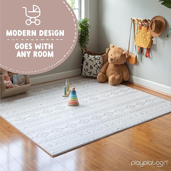 Play Platoon Large Baby Play Mat for Floor 9 Tile 72 x 72 in - Extra-Thick Interlocking Foam Tiles 24 x 24 in - Soft Puzzle Mats for Playroom - Neutral Playmat Rug - Canyon Print