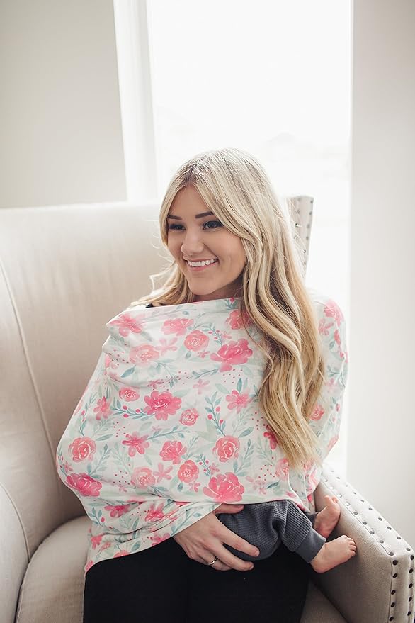 Baby Car Seat Cover Canopy and Nursing Cover Multi-Use Stretchy 5 in 1 Gift June by Copper Pearl