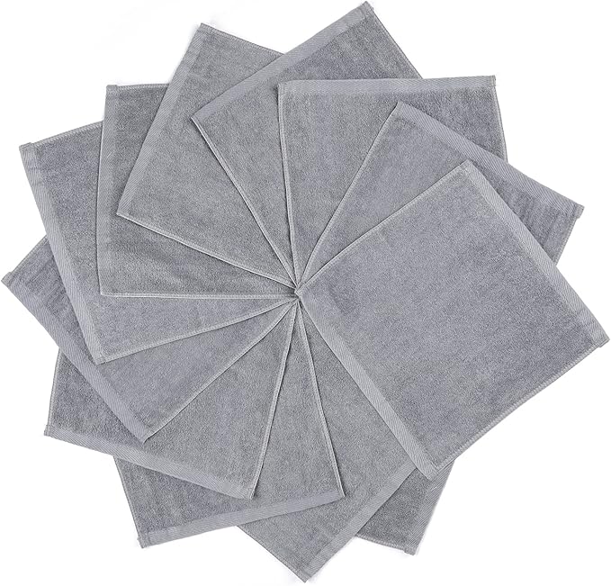 Baby Washcloths, Face Towels for Newborn/Infant/Kids/Adults, 12 Pack, 12x12 inches, Ultra Soft (Grey)
