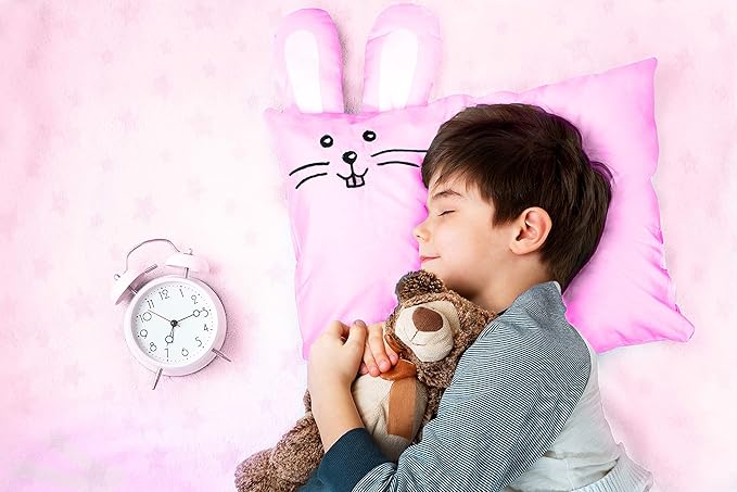 kinder Fluff Kids Pillow & Pillowcase Set - 233T Cotton Pillow Covers & Down Alternative Pillow Fill - Hypoallergenic Kids Pillows for Small Children - Children & Travel Pillows Kid - 13x18in Pink