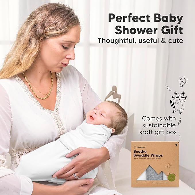 3-Pack Organic Baby Swaddle Sleep Sacks - Swaddles for Newborns, Infant 0-3 Months, Baby Girls, Boys, Soft & Snug Newborn Sleep Sack, Nursery Swaddling Blankets (Cloud)