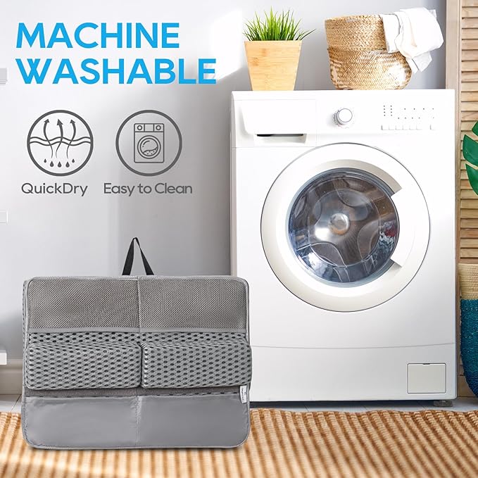 OS OMYSTYLE Baby Bath Kneeler and Elbow Rest Pad Set, 1.5'' Thick Quickly Dry Bathtub Kneeler Pad with Baby Toys & Bath Accessories Organizer, Kneeling and Elbow for Tub, Non-Slip Mat(Grey)