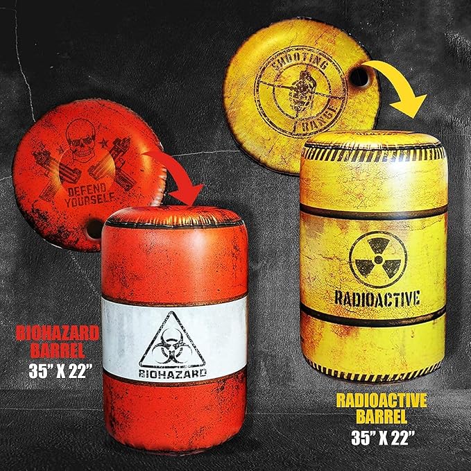 Barrels Inflatables Set, Combat Battlefield Compatible with Nerf, Laser tag, Water Gun, Dart Gun, Perfect for Boys and Girls Birthday Activities, Suitable fot Kids and Adults