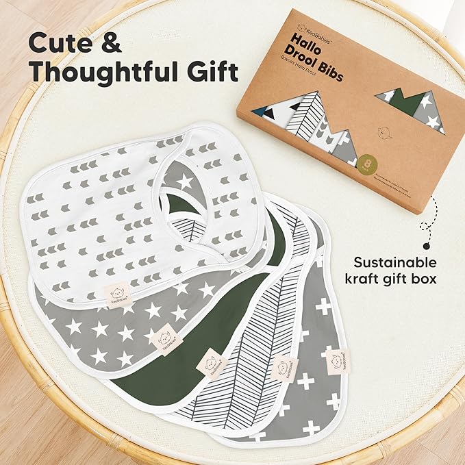 8-Pack Baby Bibs for Boys, Girls - Pullover Bibs for Drooling Teething Baby Girl & Boy Toddler, Newborn, Soft & Absorbent, Cute Colors, Large Torso Coverage Keep Infant Clean & Dry (Crossroads)