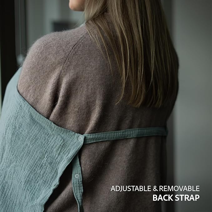 Nilsa 5-in-1 Muslin Nursing Cover up for Breastfeeding & Baby Car Seat Cover - Breathable Breastfeeding Cover With Rigid Hoop - 100% Cotton Privacy Apron Breast Feeding Covers For Women (Mint green)