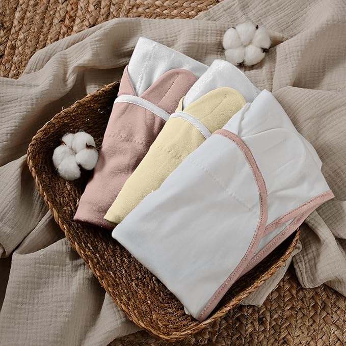 GLLQUEN BABY Swaddle Blankets for Baby Girl & Boy, Easy Adjustable Sleep Sack, Newborn Swaddles for 0-3 Months, Baby Sleep Sack, Pink & Yellow Tone, Swaddling Blankets 3 Pack Wrap Set