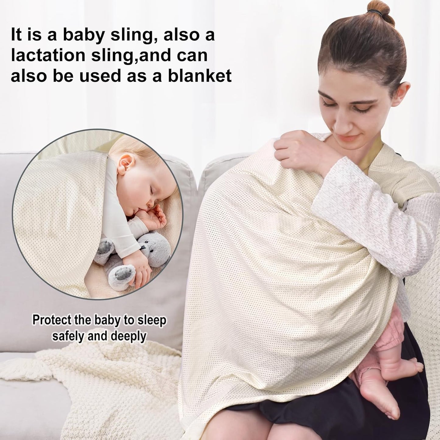 Water Ring Sling Baby Carrier, Adjustable Lightweight Breathable Newborn Carrier Sling for Summer, Swimming, Pool, Beach, Front Chest Mesh Infant Wrap Carrier for Baby Gift ( Beige