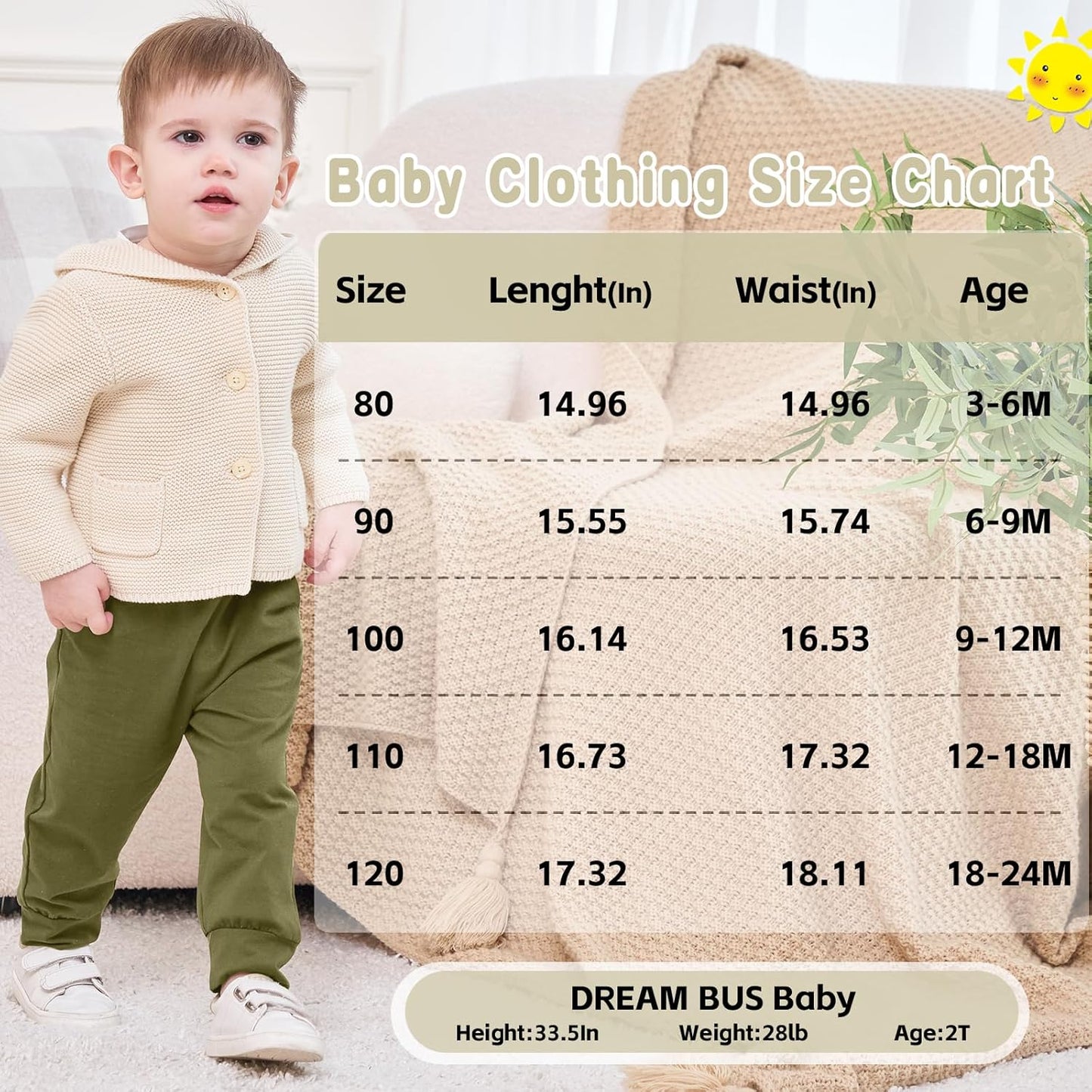 DREAM BUS Pack of 3 Toddler Jogger Pants with Pocket Toddler Boy Sweatpants Baby Boy Pants Infant Newborn Leggings