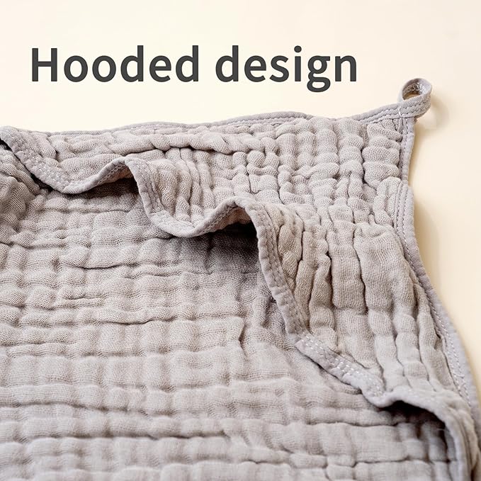 Muslin Hooded Baby Towels,2 Pack Baby Bath Towels,Large 31.5x31.5Inch,Hooded Towels for Baby and Infant,Soft&Absorbent(Brown and Bears)