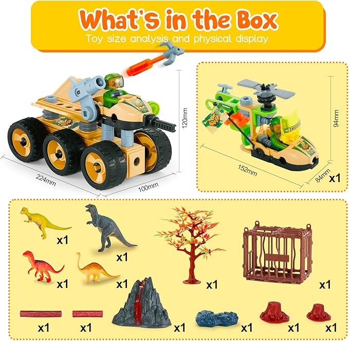 HOMETTER Stem Building Toys, Dinosaur Toys for 5+ Years Old Kids, Engineering Toys Creative Set, Christmas Ideas Gift for Boys Age 5 6 7 8 9 10+ Years Old