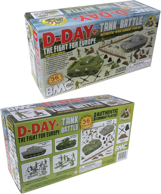 BMC WW2 D-Day Tank Battle - 36pc Plastic Army Men Playset
