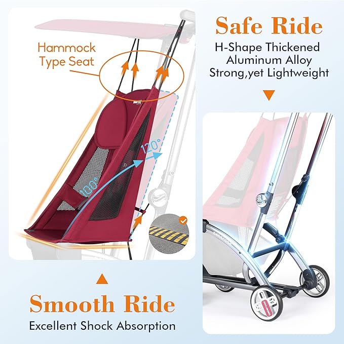 Beberoad Love R1 Auto-Folding Ultra Lightweight Double Stroller Twin Strollers, Side by Side Stroller for Babies and Toddlers Aged 6-36 Months, Only 23.5 lbs, Can Turn into Two Single Strollers, Red