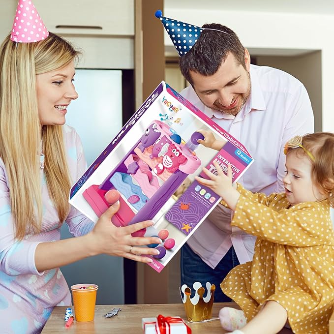 Toys for 1 2 Years Old, Interactive Feeding Toy with Music, Montessori Toys for Girl, Musical Cause and Effect Game for 12-18 Months, Christmas Birthday Gifts for Baby Toddlers Age 1-2
