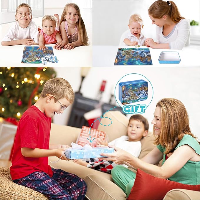 LELEMON Christmas Puzzles for Kids Ages 4-8,100 Piece Christmas Tree Snowman Jigsaw Puzzle for Children,Learning Educational Toys for Boys and Girls