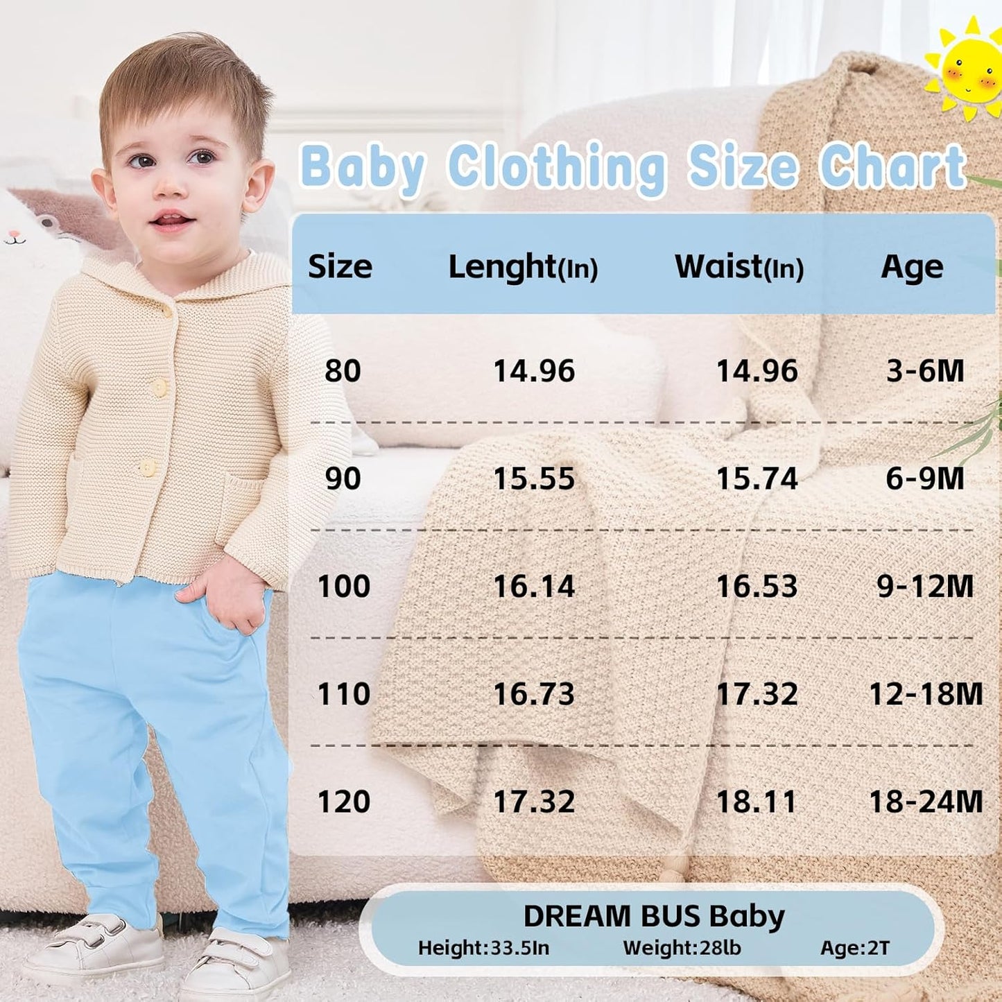 DREAM BUS Pack of 3 Toddler Jogger Pants with Pocket Toddler Boy Sweatpants Baby Boy Pants Infant Newborn Leggings