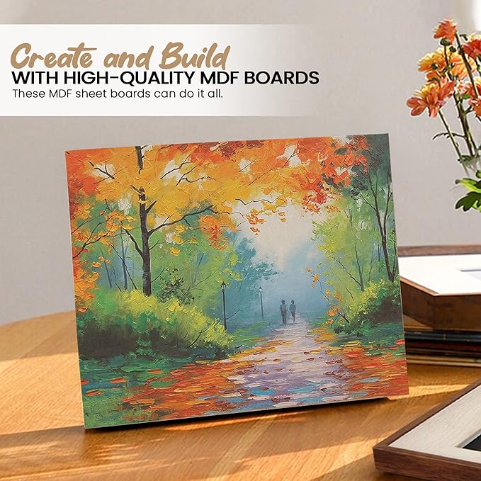 (8-Pack) CalPalmy 8” x 10” MDF Boards - 2mm Thick Boards for Carpentry, Interior Design, Hobby Crafts, and More - with Smooth, Unfinished Sides and Sanded Edges