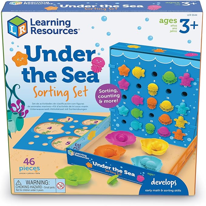 Learning Resources Under the Sea Sorting Set - 44 Pieces, Age 3+ Toddler Activities, Educational Toys Set, Color Teaching Toys