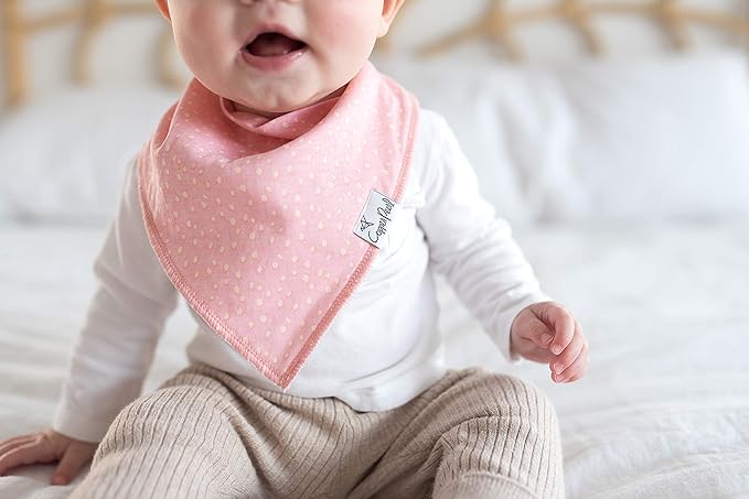 Copper Pearl 6 Pack Soft Cotton Baby Bibs for Drooling and Teething, Absorbent Drool Bibs for Baby Girl, Adjustable to Fit Newborns to Toddlers, Tons of Styles (Sunny Set)