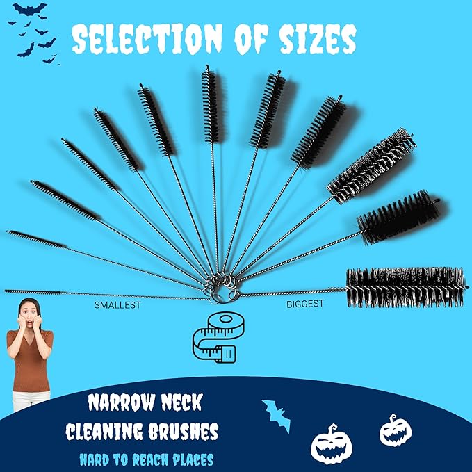 Pipe Cleaners | Cleaning Brushes for Small Spaces | Multi-Size Straw, Window, Airbrush Air Up Bottle Cleaner (Small Brushes 10 Pcs)