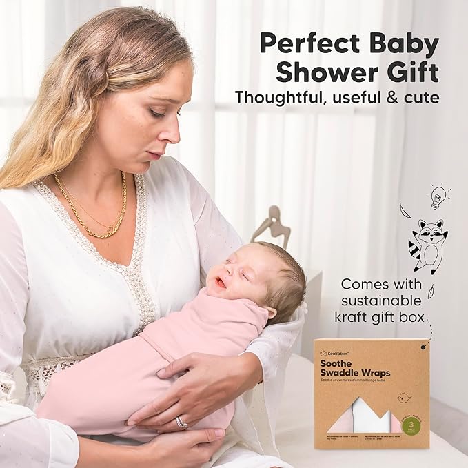 KeaBabies 3-Pack Organic Baby Swaddle Sleep Sacks - Swaddles for Newborns, Infant 0-3 Months, Baby Girls, Boys, Soft & Snug Newborn Sleep Sack, Nursery Swaddling Blankets (Candy)