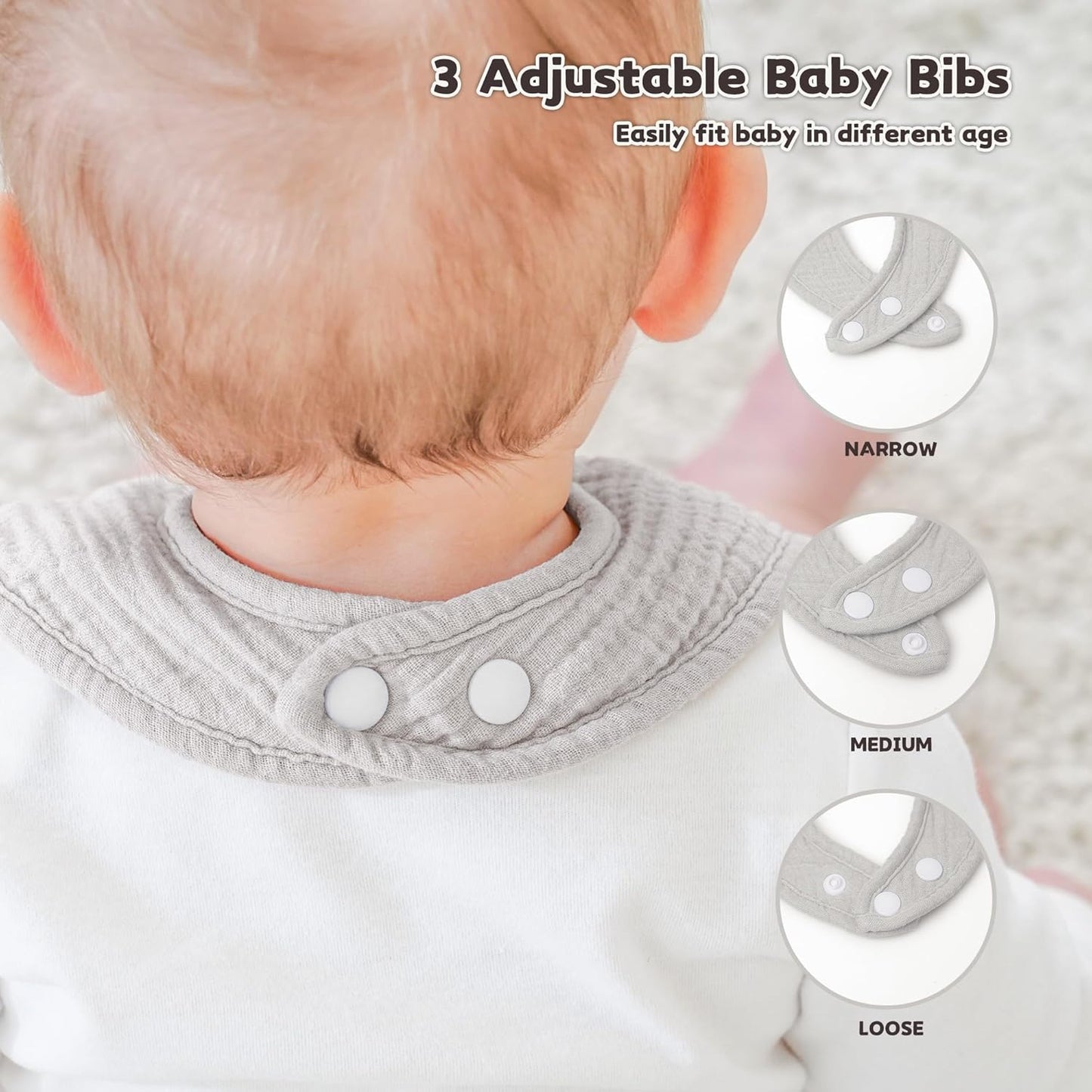 Susurration Muslin Baby Drool Bibs 10Pack Soft Square Adjustable Bandana Bibs for Unisex Baby Girls & Boys