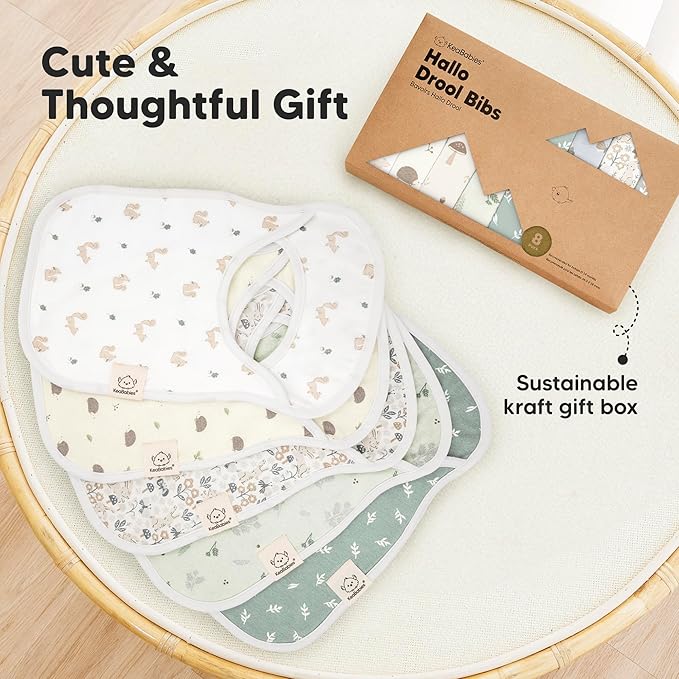 8-Pack Baby Bibs for Boys, Girls - Pullover Bibs for Drooling Teething Baby Girl & Boy Toddler, Newborn, Soft & Absorbent, Cute Colors, Large Torso Coverage Keep Infant Clean & Dry (Prism)